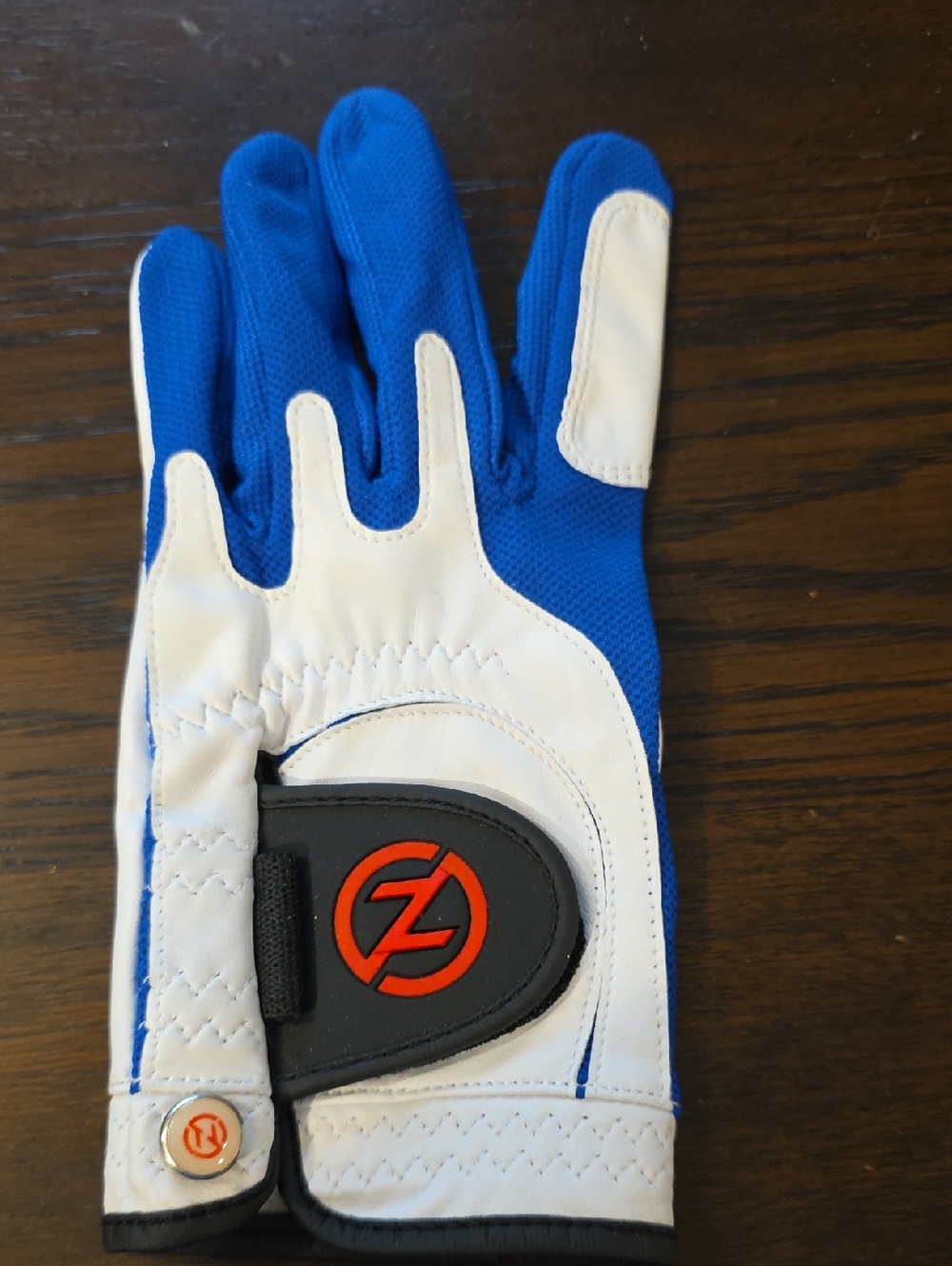 Zero Friction Leather Golf Glove - Blue and White